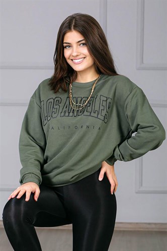 Mad Girls Printed Khaki Sweatshirt MG780