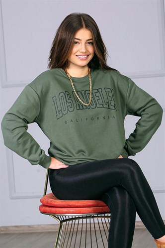 Mad Girls Printed Khaki Sweatshirt MG780