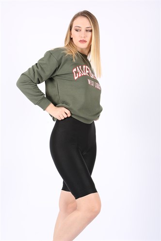 Mad Girls Khaki Crew-Neck Women Sweatshirt MG789