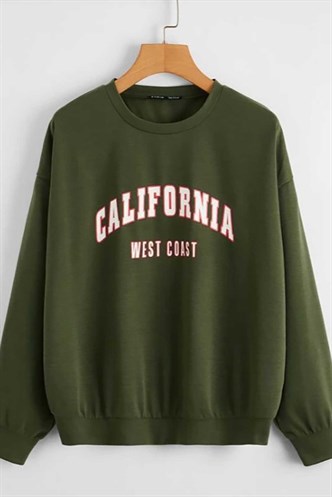 Mad Girls Khaki Crew-Neck Women Sweatshirt MG789