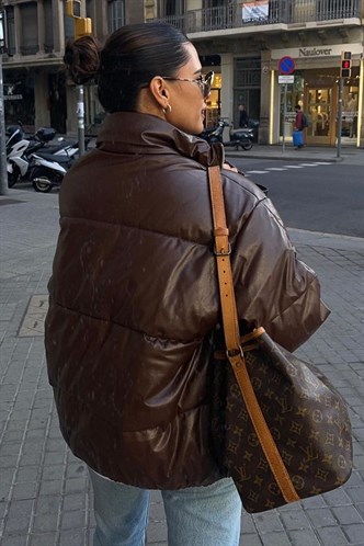 Kahverengi Oversize Basic Deri Mont MG1387