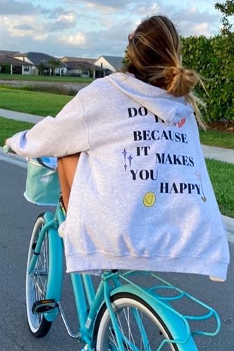 Mad Girls Printed Gray Hoodie Sweatshirt MG1195