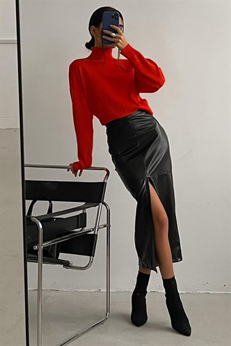 Mad Girls Turtleneck Red Sweater MG1252