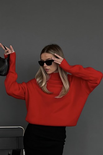 Mad Girls Turtleneck Red Sweater MG1252
