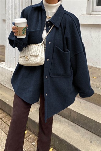 Navy Blue Oversize Overshirt MG1281