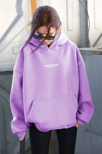 Mad Girls Lila Baskılı Oversize Sweatshirt MG1287