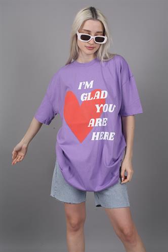 Mad Girls Printed Lilac T-Shirt MG1202