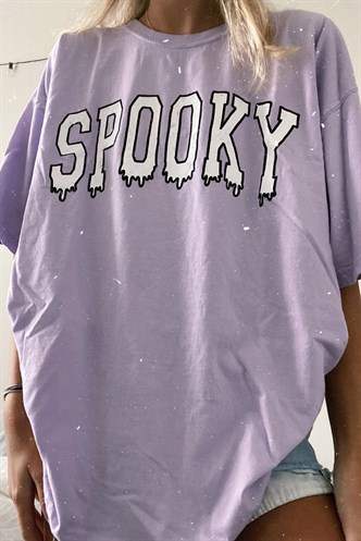 Kadın Lila Baskılı Oversize T-shirt MG969