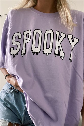 Kadın Lila Baskılı Oversize T-shirt MG969