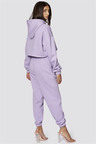 Mad Girls Lilac Hooded Women Tracksuit Set MG467