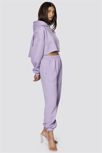 Mad Girls Lilac Hooded Women Tracksuit Set MG467