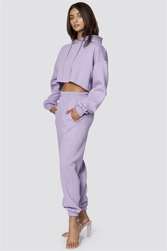 Mad Girls Lilac Hooded Women Tracksuit Set MG467
