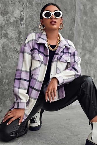 Mad Girls Black Oversize Women Lumberjack Shirt MG042
