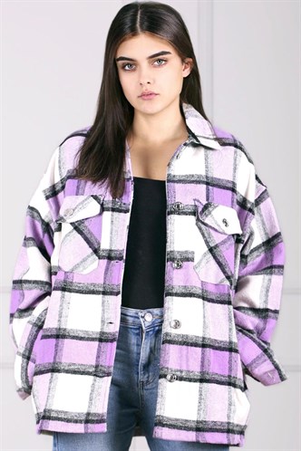 Mad Girls Black Oversize Women Lumberjack Shirt MG042