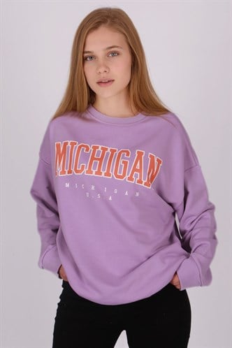Mad Girls Printed Lilac Sweatshirt MG785
