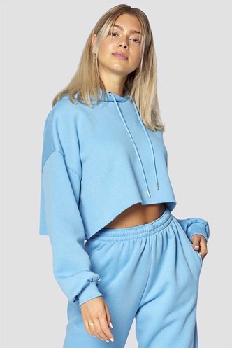 Mad Girls Mavi Basic Kapüşonlu Sweatshirt MG770