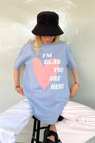 Mad Girls Printed Blue T-Shirt MG1202