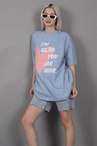 Mad Girls Printed Blue T-Shirt MG1202