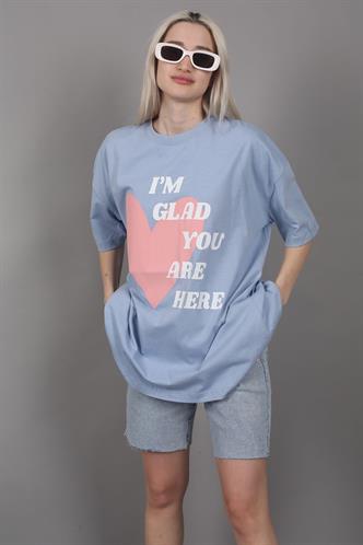 Mad Girls Printed Blue T-Shirt MG1202