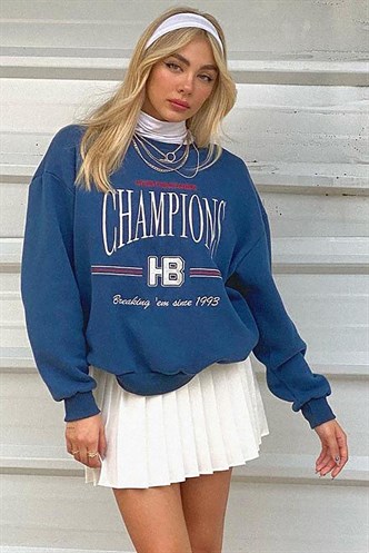Mad Girls Mavi Kadın Sweatshirt MG930
