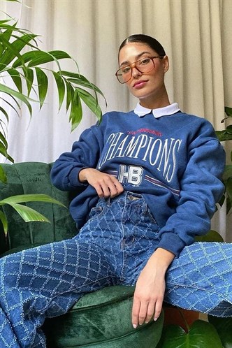 Mad Girls Mavi Kadın Sweatshirt MG930