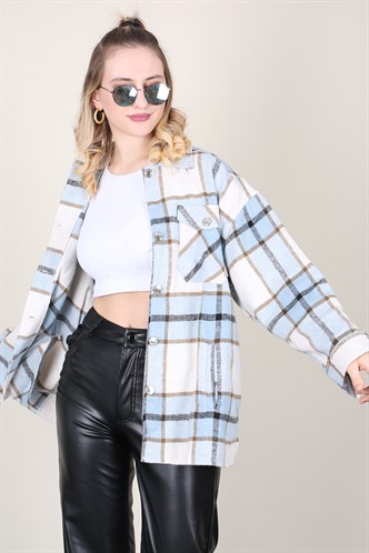 Mad Girls Oversize Blue Lumberjack Shirt MG042