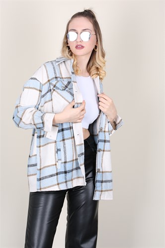 Mad Girls Oversize Blue Lumberjack Shirt MG042