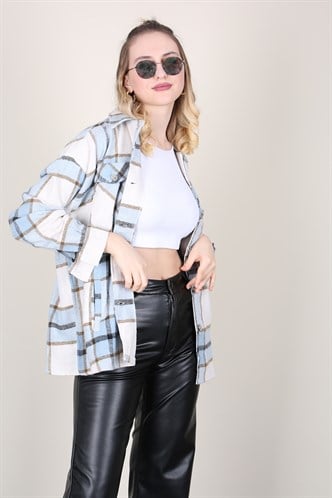 Mad Girls Oversize Blue Lumberjack Shirt MG042