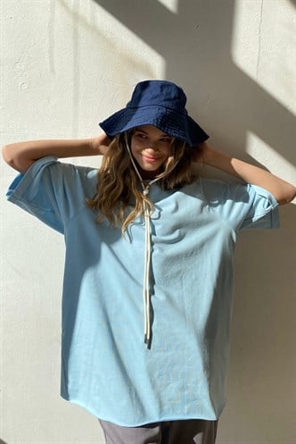 Mavi Oversize Basic Kadın Tişört