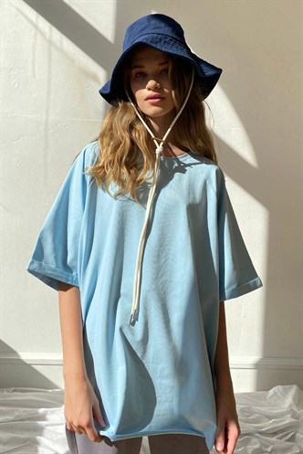 Mavi Oversize Basic Kadın Tişört