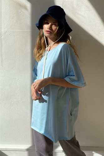 Mavi Oversize Basic Kadın Tişört
