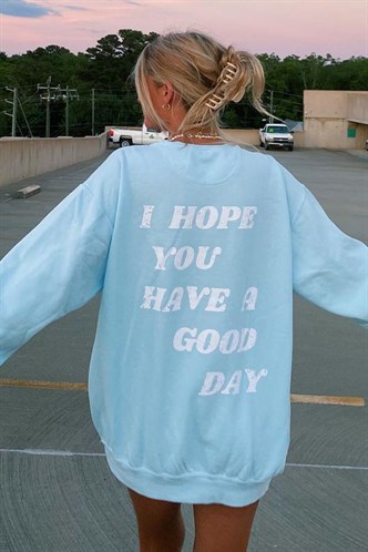 Mad Girls Back Printed Blue Sweatshirt MG1219
