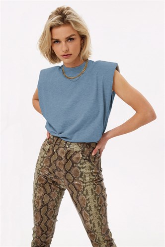 Mad Girls Blue Sleeveless T-Shirt MG900