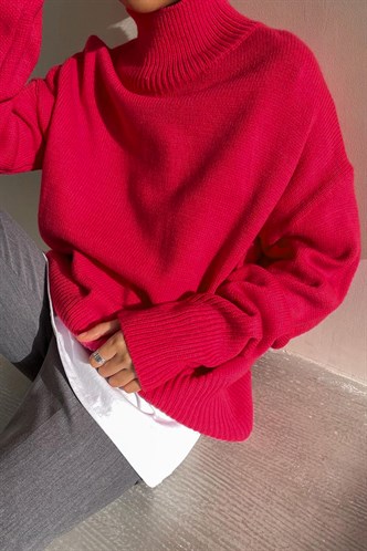 Mad Girls Turtleneck Pink Sweater MG1252