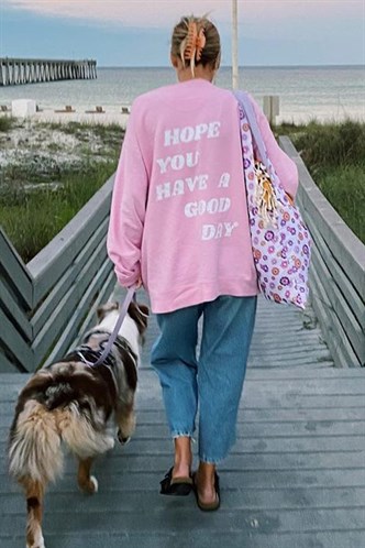 Mad Girls Back Printed Pink Sweatshirt MG1219