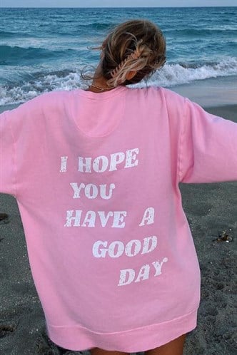 Mad Girls Back Printed Pink Sweatshirt MG1219