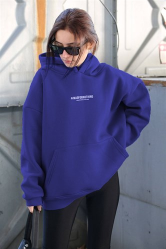 Mad Girls Saks Baskılı Oversize Sweatshirt MG1287