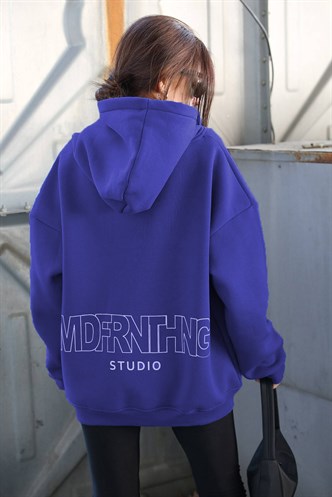 Mad Girls Saks Baskılı Oversize Sweatshirt MG1287