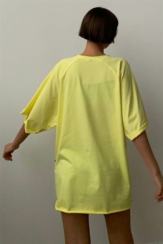 Sarı Oversize Basic Kadın Tişört