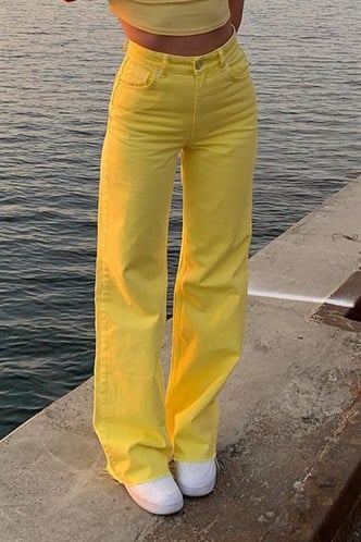 Mad Girls Yellow Palazzo Jeans Mg1189