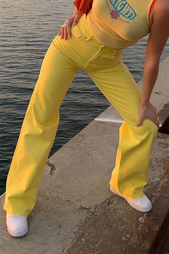 Mad Girls Yellow Palazzo Jeans Mg1189