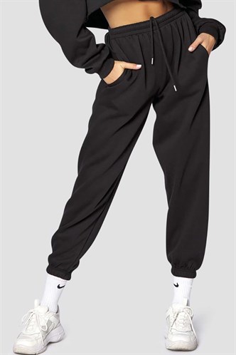 Mad Girls Black Basic Women Sweatpants MG771