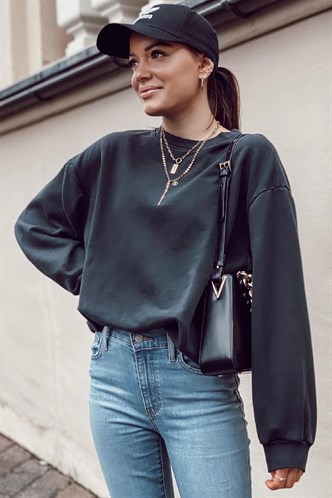 Mad Girls Black Plain Sweatshirt MG806