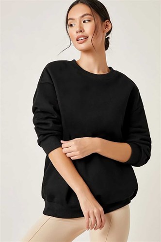 Mad Girls Black Plain Sweatshirt MG806