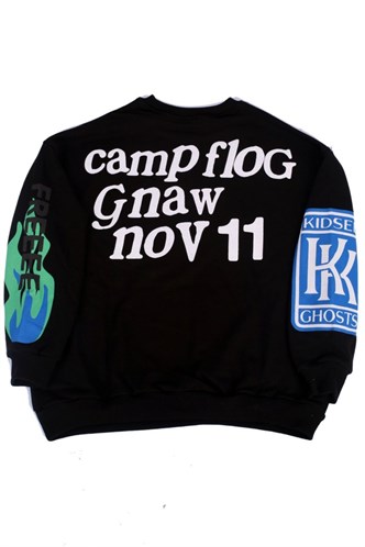 Mad Girls Printed Oversize Black Sweatshirt Mg1206