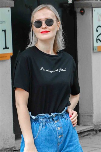 Mad Girls Black Printed T-shirt MG457