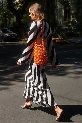 Mad Girls Striped Black Long Dress MG1443