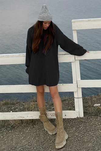 Mad Girls Siyah Oversize Kazak MG1297