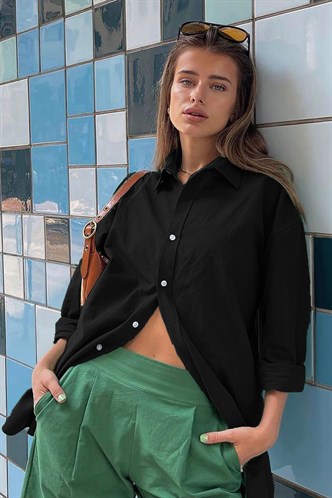 Mad Girls Oversize Black Shirt MG1369