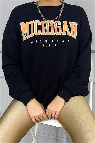 Mad Girls Printed Black Sweatshirt MG785